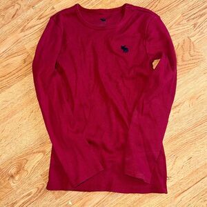 Abercrombie Kid's Girl's 5/6 Maroon Ribbed Long Sleeve Shirt Top Tee